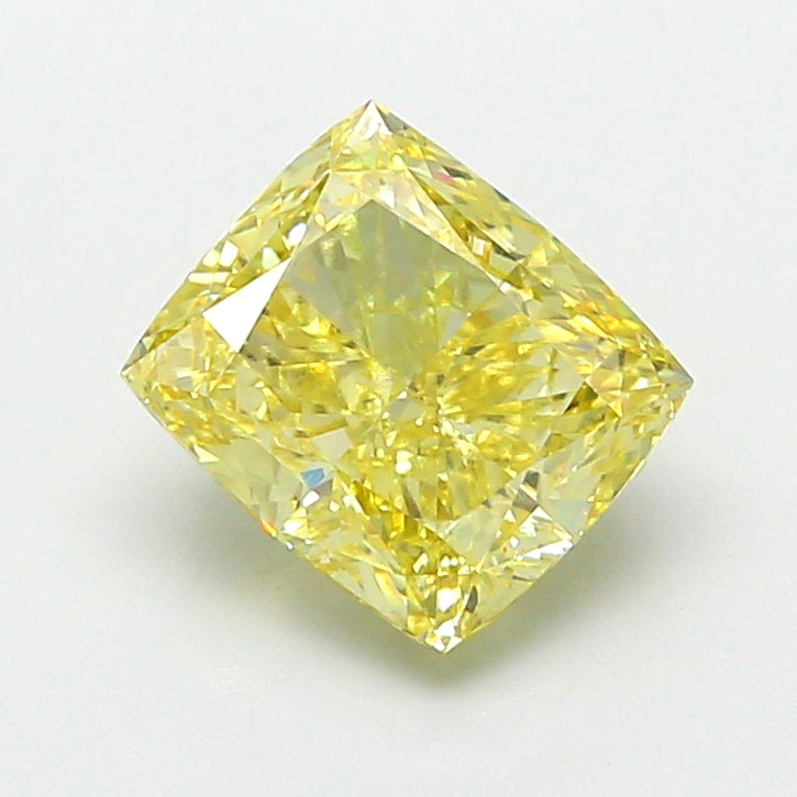 4.03 carat fancy intense yellow cushion lab grown diamond VS1 clarity
