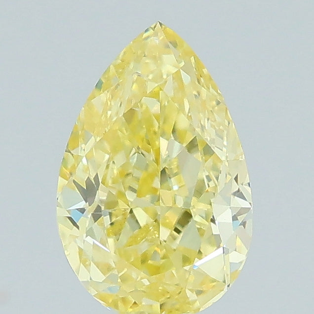 0.76 carat fancy yellow pear lab grown diamond SI1 clarity