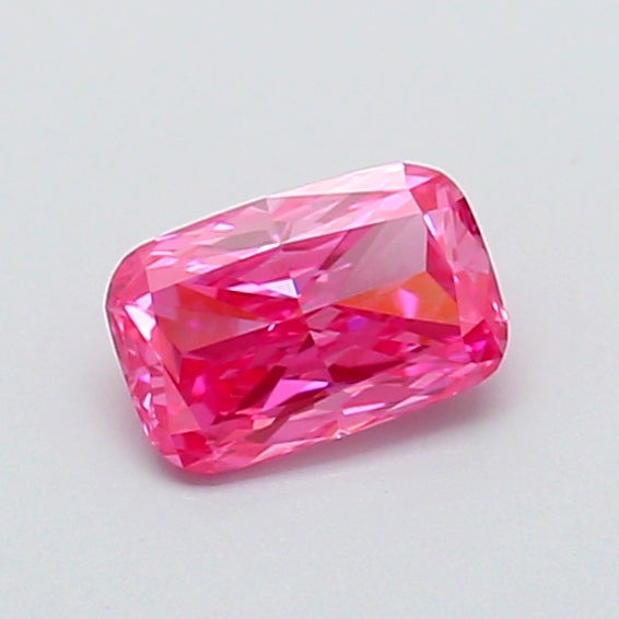 0.49 carat fancy vivid pink cushion lab grown diamond VVS2 clarity