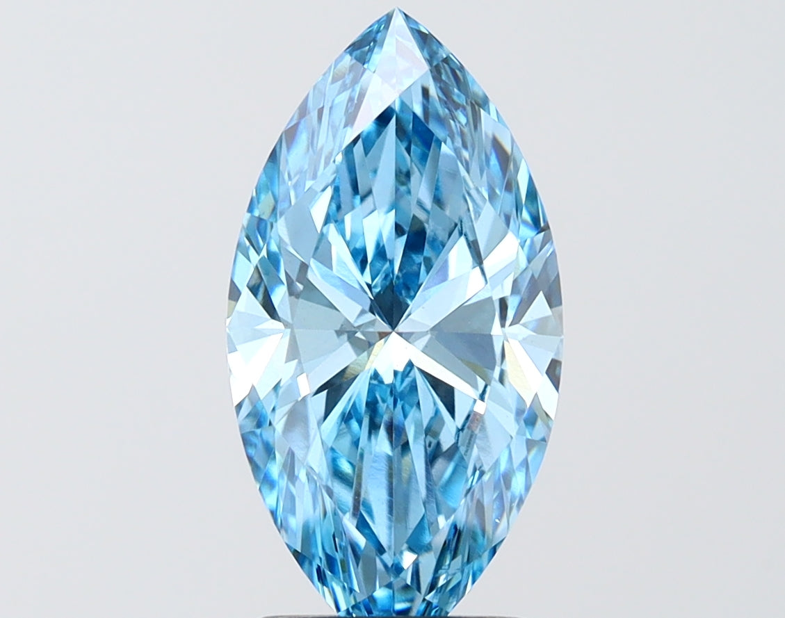 2.52 carat fancy vivid blue marquise lab grown diamond VS2 clarity