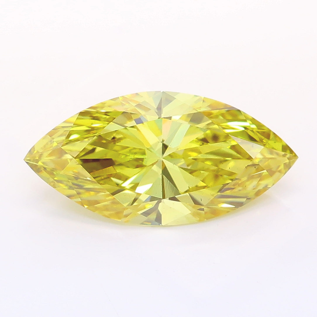 3.05 carat fancy intense yellow marquise lab grown diamond VS2 clarity