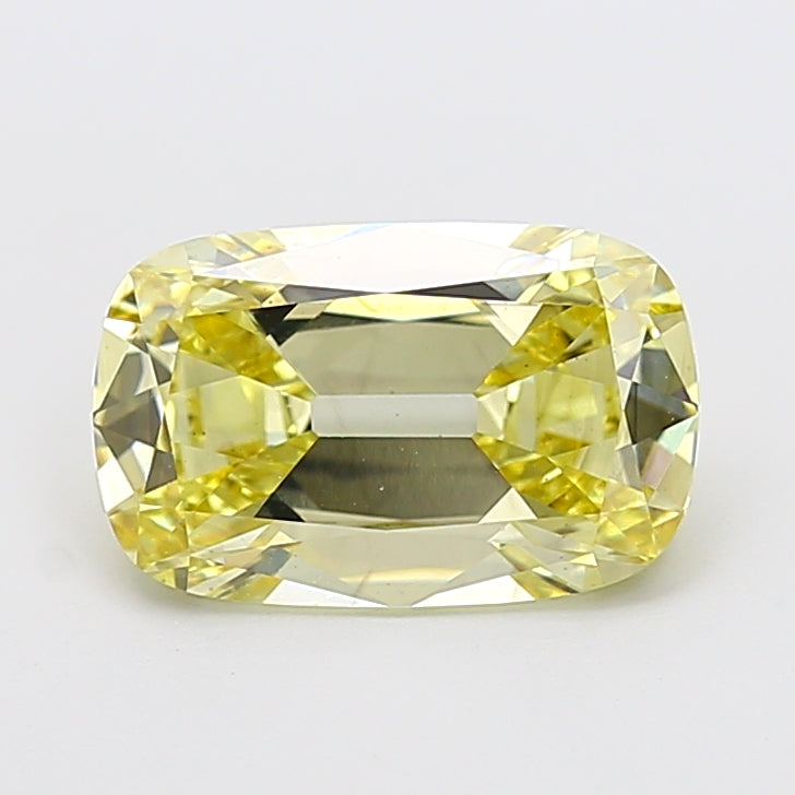 3.05 carat fancy light yellow old mine cushion lab grown diamond VS2 clarity