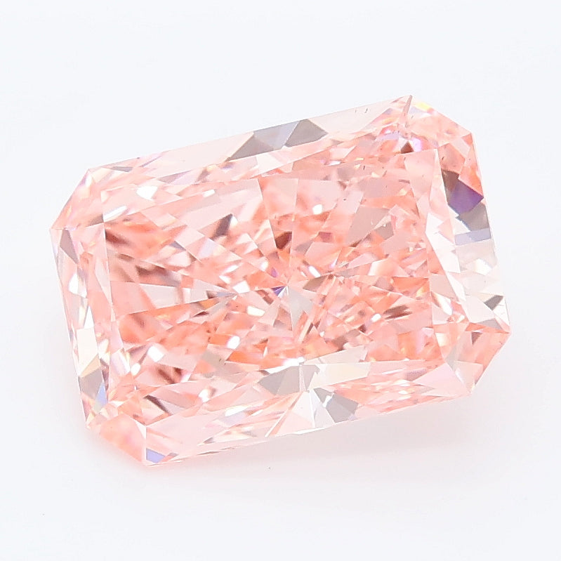 2.89 carat fancy vivid pink radiant lab grown diamond VS1 clarity