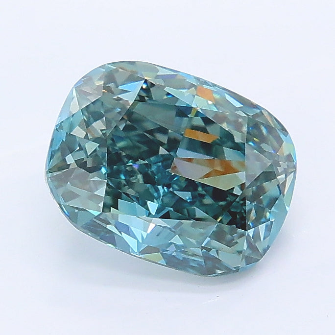 1.85 carat fancy vivid green blue cushion lab grown diamond VS1 clarity