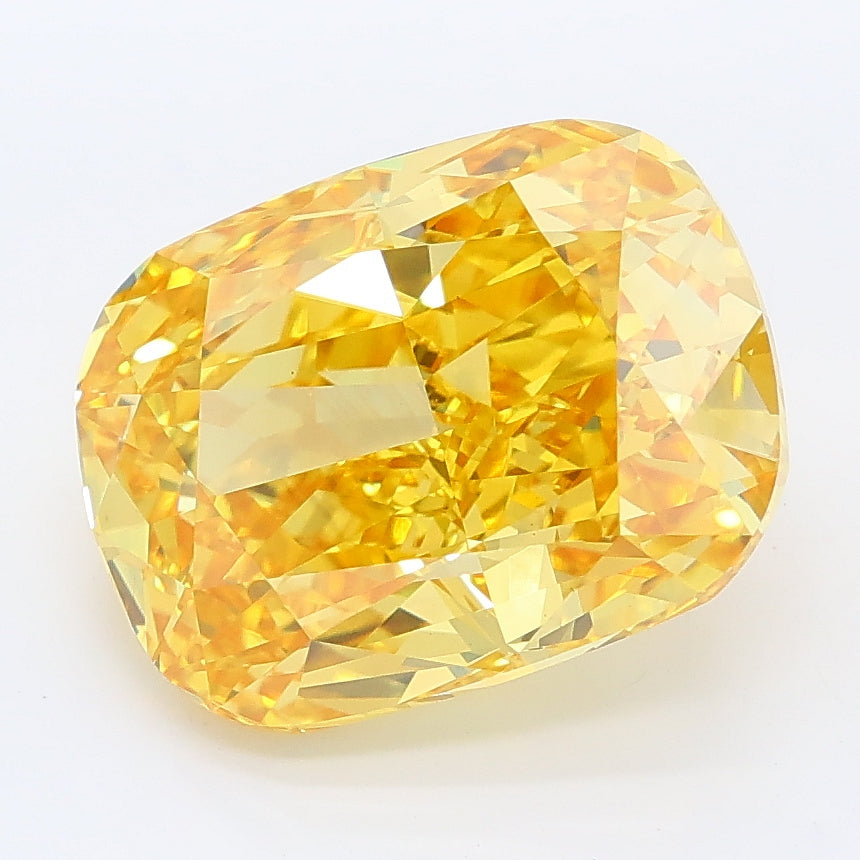 5.07 carat fancy yellow cushion lab grown diamond VVS2 clarity