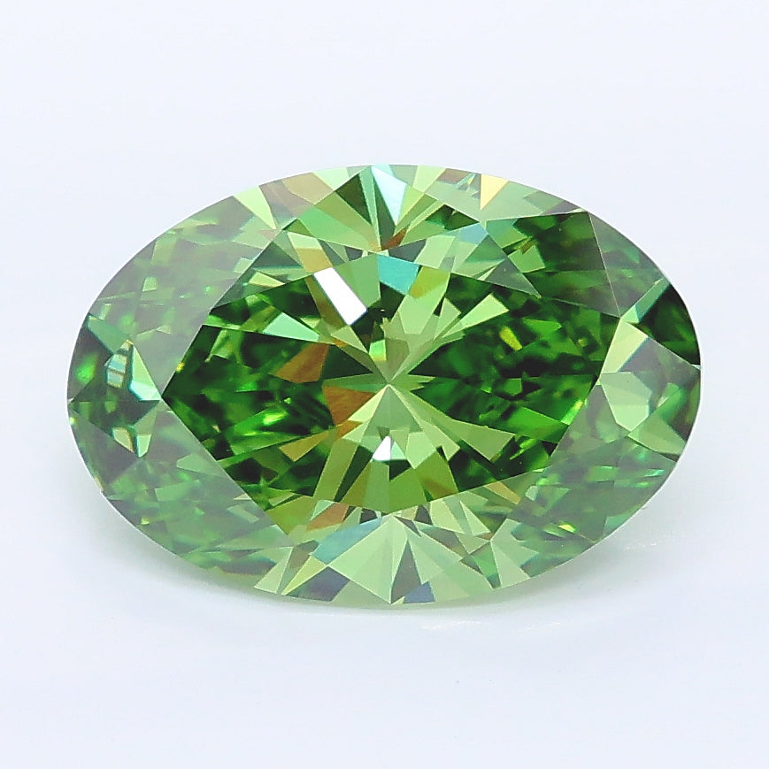 3.05 carat fancy vivid green oval lab grown diamond VS1 clarity