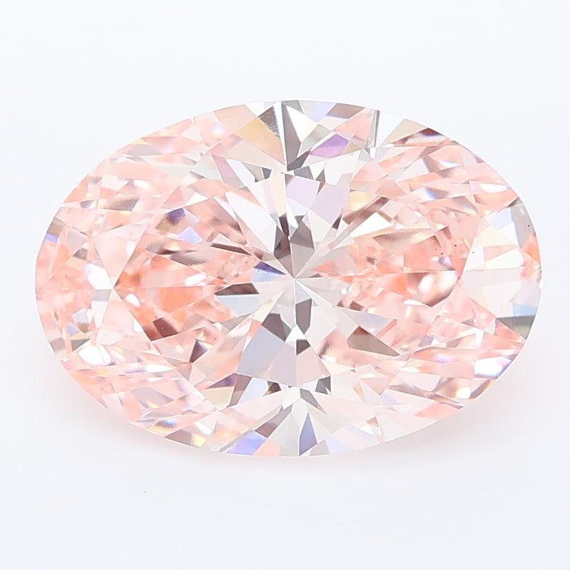 3.09 carat fancy intense pink oval lab grown diamond VS1 clarity