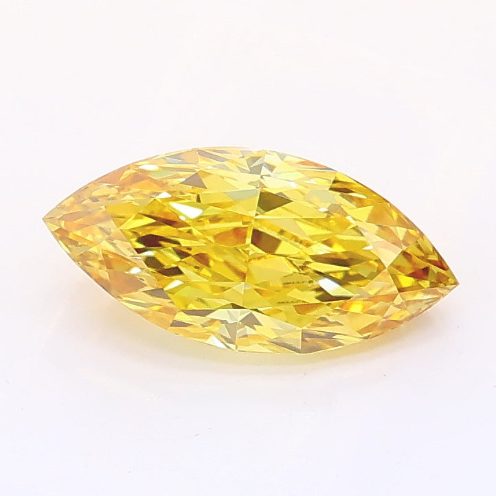 1.03 carat fancy intense yellow marquise lab grown diamond VS1 clarity
