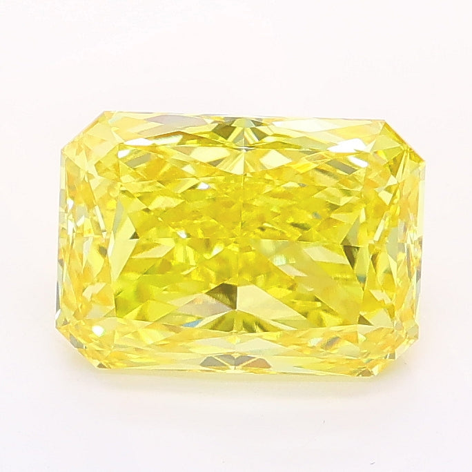 2.05 carat fancy vivid yellow radiant lab grown diamond VVS2 clarity