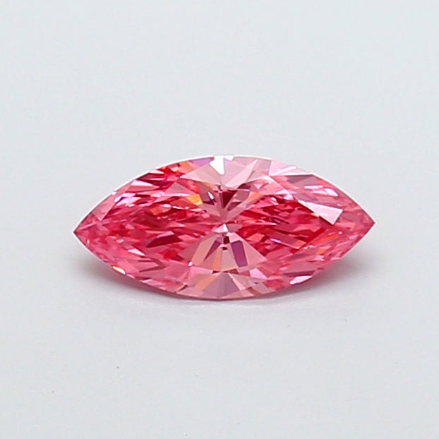 0.77 carat fancy vivid pink marquise lab grown diamond VS1 clarity