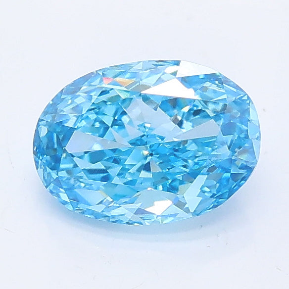1.02 carat fancy vivid blue oval lab grown diamond VVS2 clarity