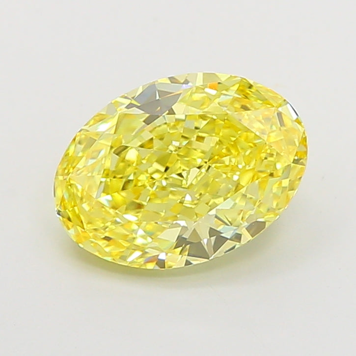 3.09 carat fancy intense yellow oval lab grown diamond VS1 clarity