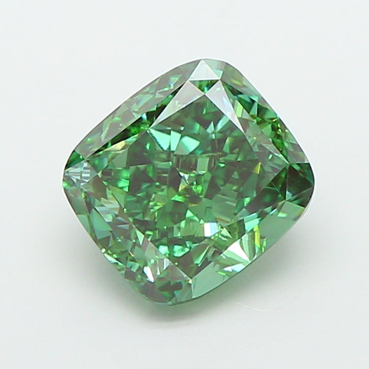 2.02 carat fancy vivid green cushion lab grown diamond VS2 clarity