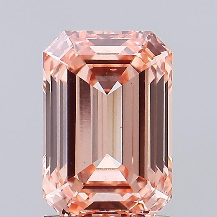1.50 carat fancy intense orangey pink emerald lab grown diamond VS2 clarity