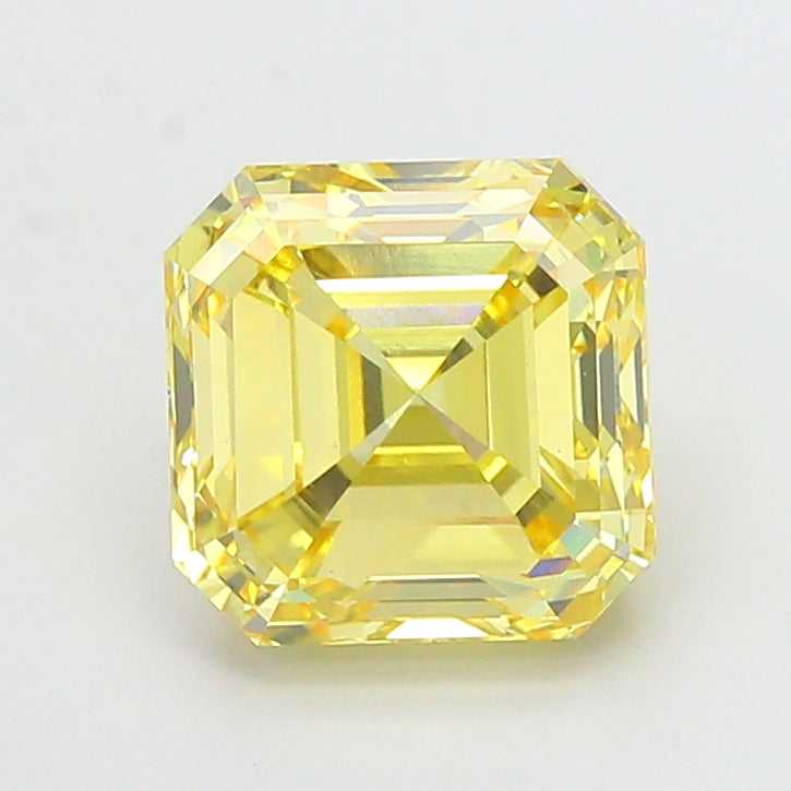 6.55 carat fancy intense yellow asscher lab grown diamond VS1 clarity