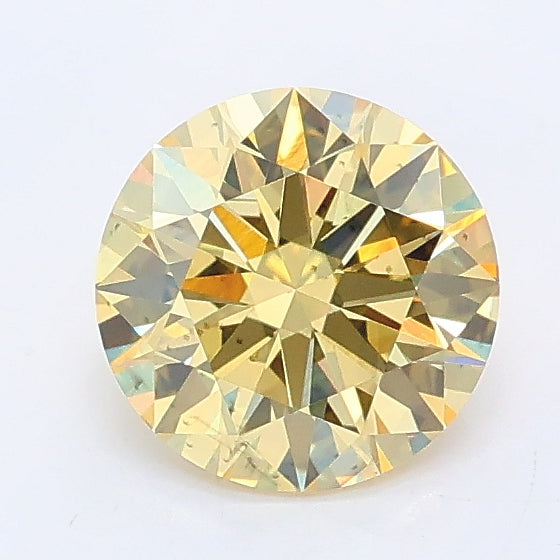 1.02 carat fancy yellow round lab grown diamond SI1 clarity