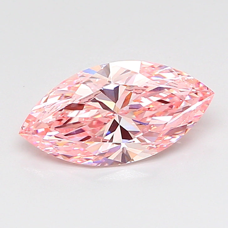5.01 carat fancy vivid pink marquise lab grown diamond VS1 clarity