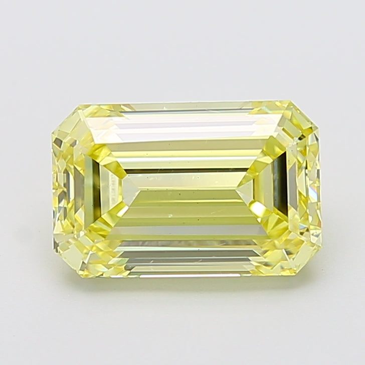 4.02 carat fancy yellow emerald lab grown diamond VS1 clarity