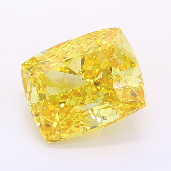 1.25 carat fancy vivid yellow cushion lab grown diamond VVS2 clarity