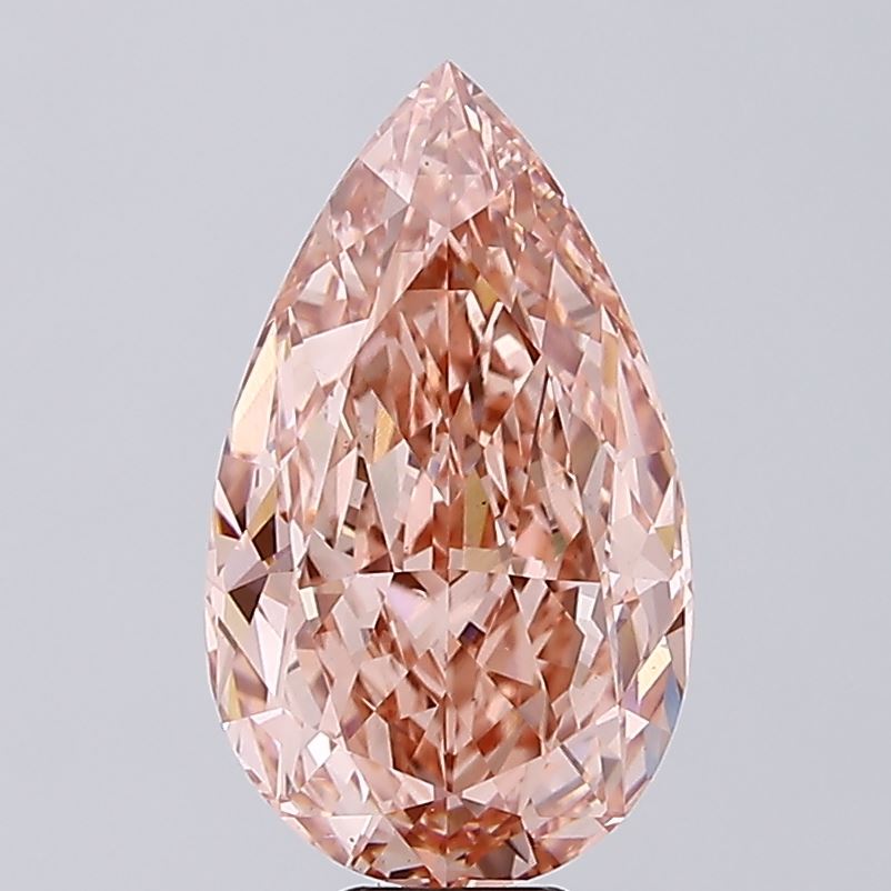 9.18 carat fancy vivid pink pear lab grown diamond VS1 clarity