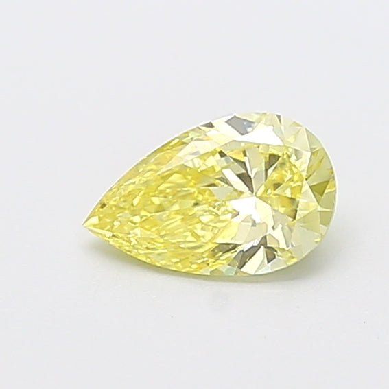 0.69 carat fancy intense yellow pear lab grown diamond VVS2 clarity