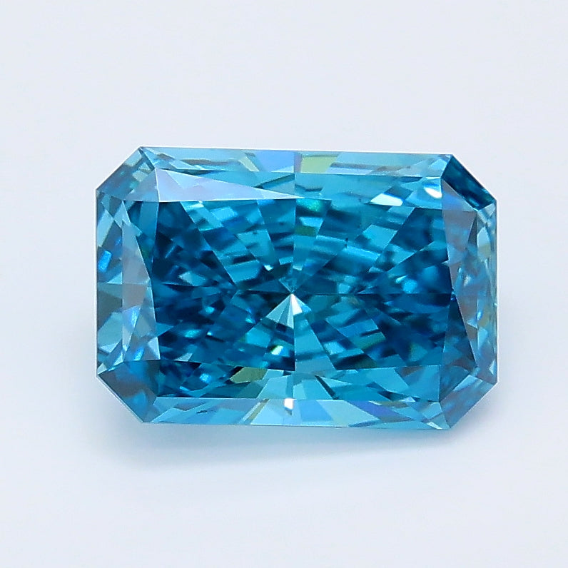1.63 carat fancy vivid blue radiant lab grown diamond VS2 clarity