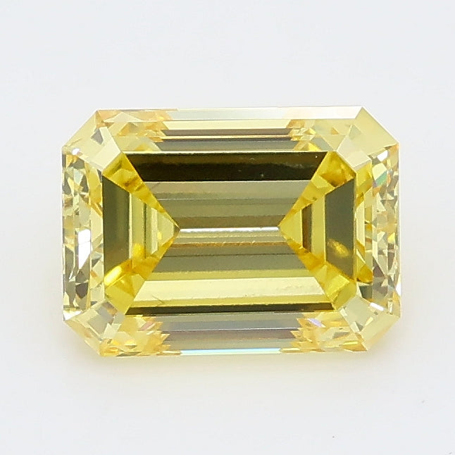 1.58 carat fancy vivid yellow emerald lab grown diamond VS1 clarity