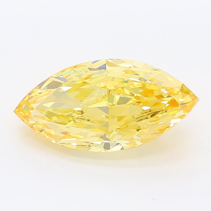 2.02 carat fancy yellow marquise lab grown diamond VVS2 clarity