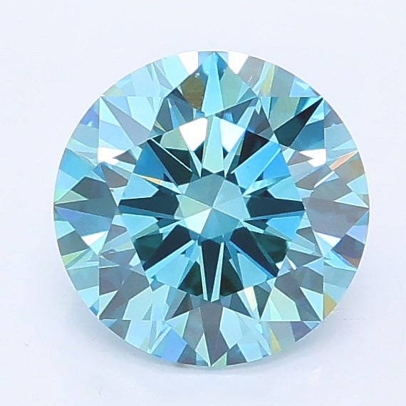 1.37 carat fancy vivid blue round lab grown diamond VVS2 clarity