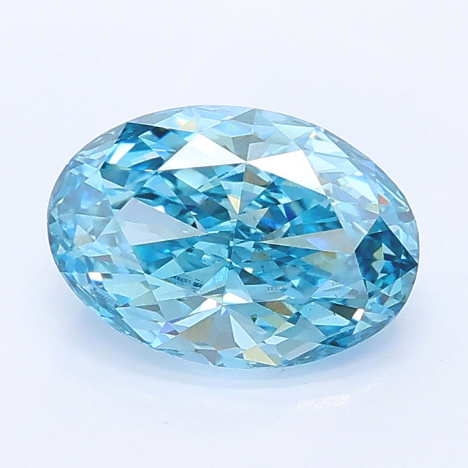 1.51 carat fancy vivid blue oval lab grown diamond VS2 clarity