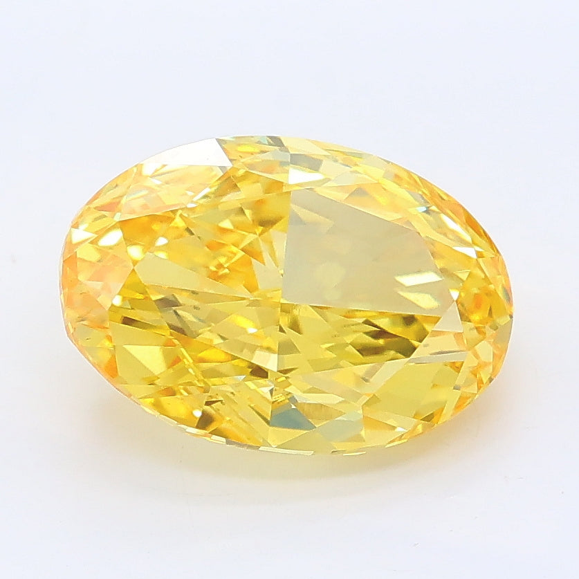 3.16 carat fancy vivid yellow oval lab grown diamond VVS2 clarity