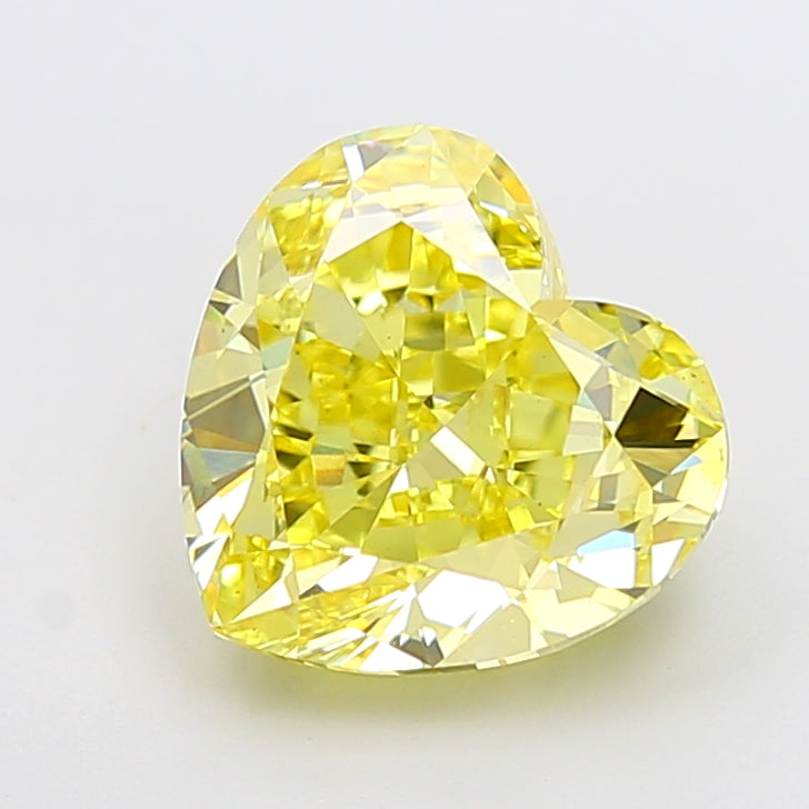 5.03 carat fancy intense yellow heart lab grown diamond VVS2 clarity