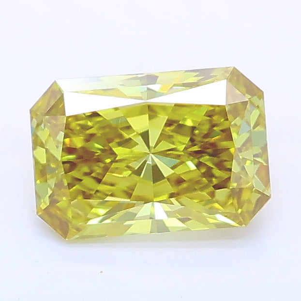 1.07 carat fancy vivid yellow radiant lab grown diamond VVS2 clarity