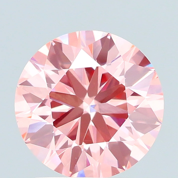 2.01 carat fancy intense pink round lab grown diamond VS1 clarity