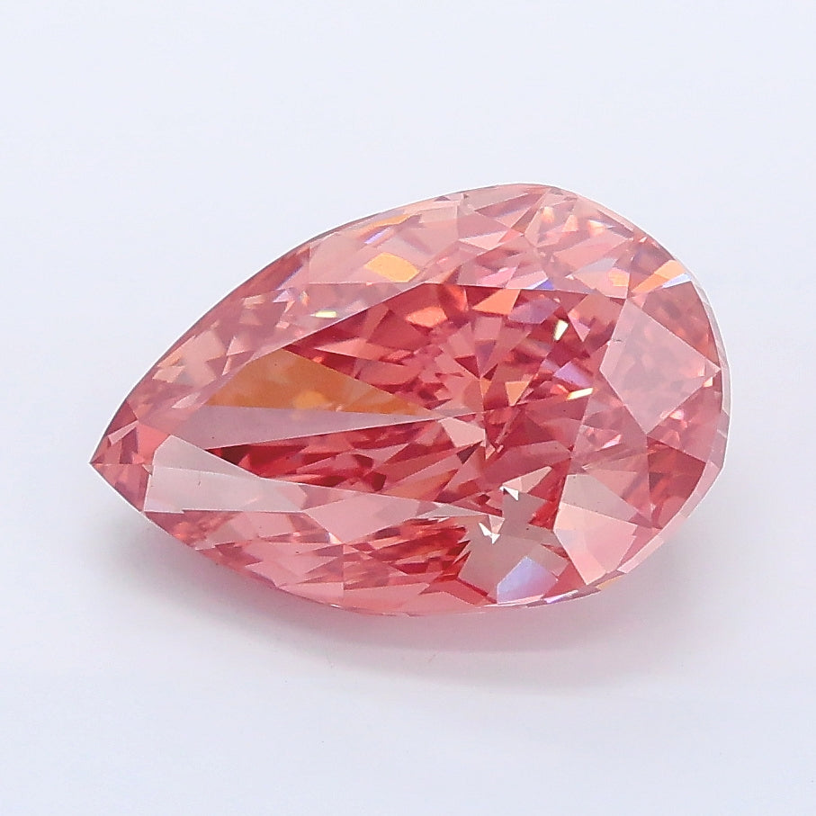 3.51 carat fancy intense brownish pink pear lab grown diamond VS2 clarity
