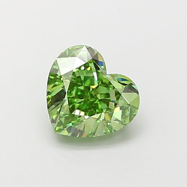 1.06 carat fancy vivid green heart lab grown diamond VVS2 clarity