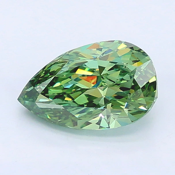 1.22 carat fancy vivid green pear lab grown diamond VVS2 clarity