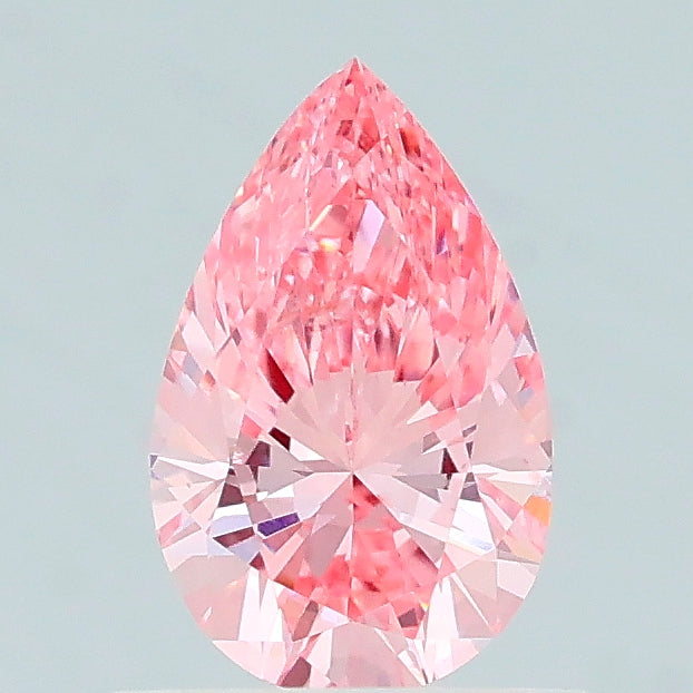 0.67 carat fancy vivid pink pear lab grown diamond VS2 clarity