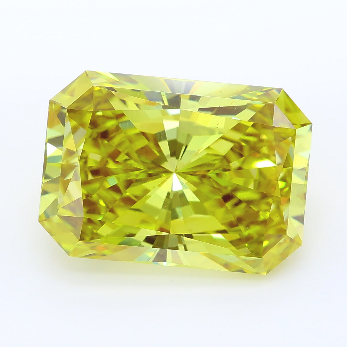 9.07 carat fancy vivid yellow radiant lab grown diamond VS1 clarity