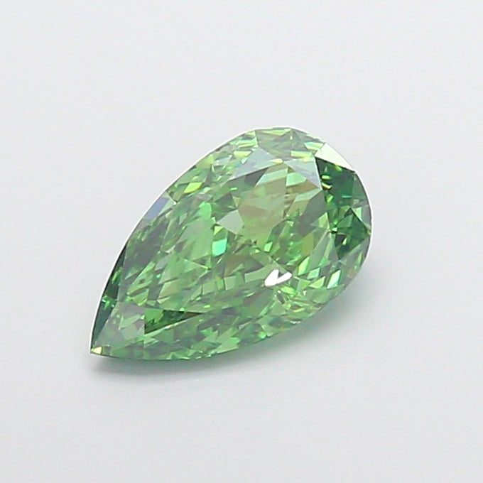 1.08 carat fancy vivid green pear lab grown diamond VVS2 clarity