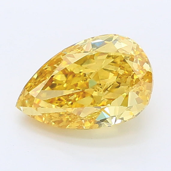 1.03 carat fancy intense yellow pear lab grown diamond VS2 clarity