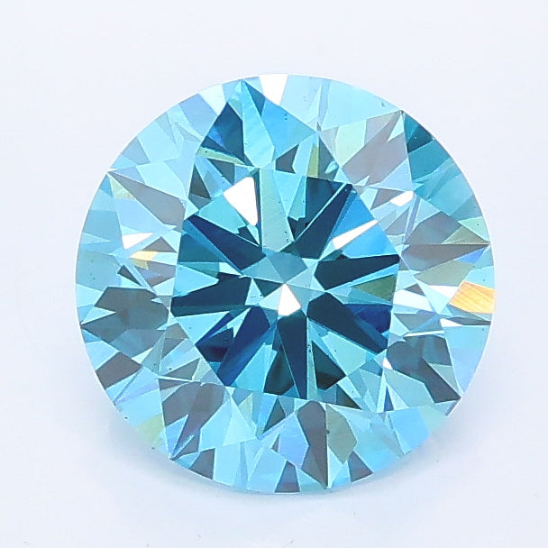 1.59 carat fancy vivid blue round lab grown diamond VS2 clarity