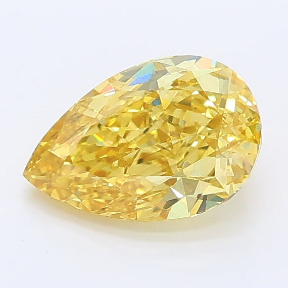 1.03 carat fancy intense yellow pear lab grown diamond VS2 clarity