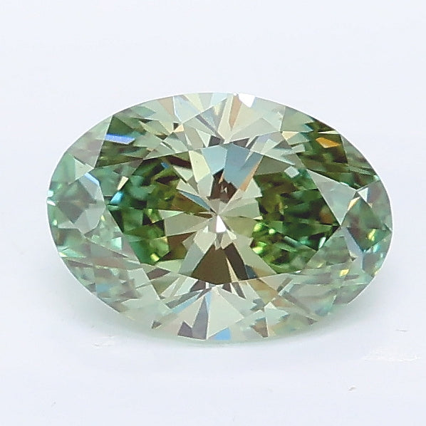 1.02 carat fancy vivid green oval lab grown diamond VS1 clarity