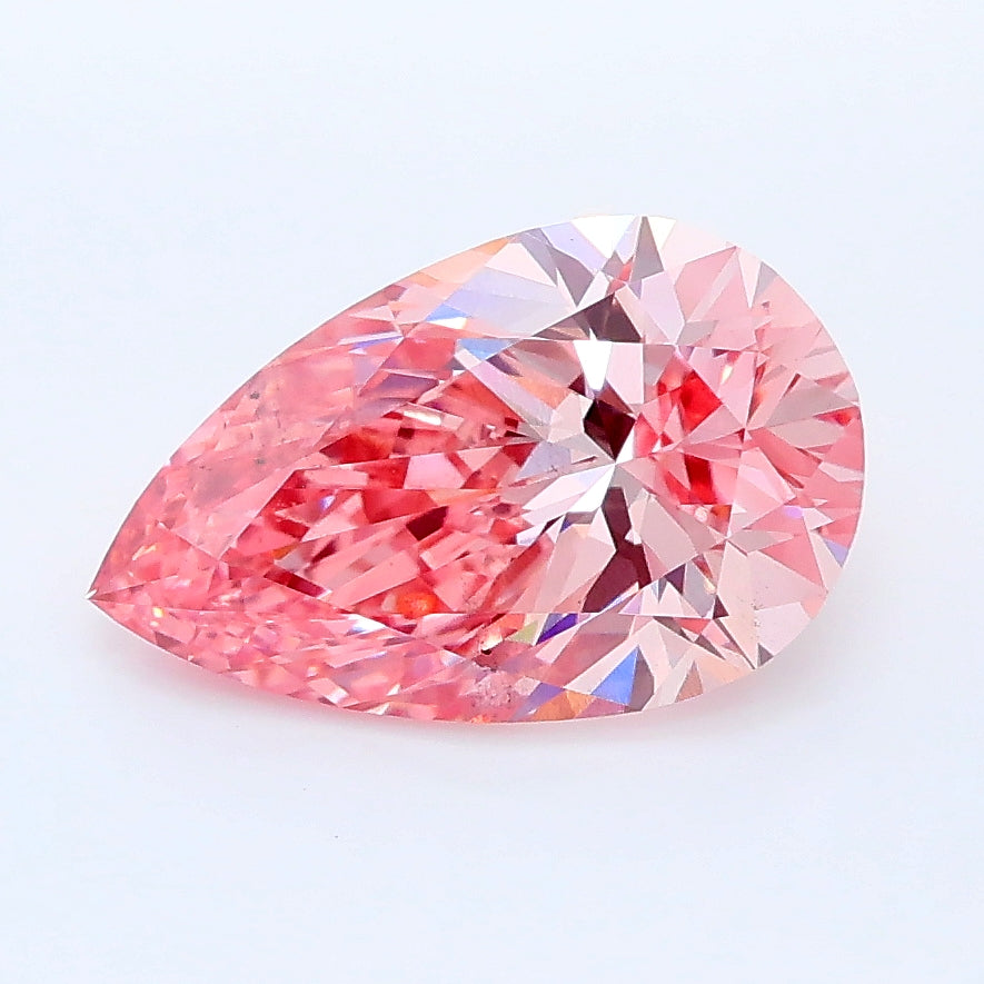 2.01 carat fancy intense pink pear lab grown diamond SI1 clarity