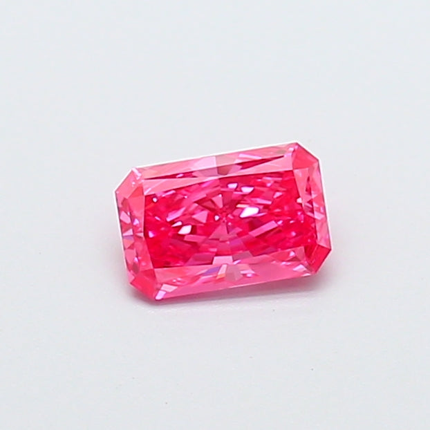 0.54 carat fancy vivid pink radiant lab grown diamond VVS2 clarity