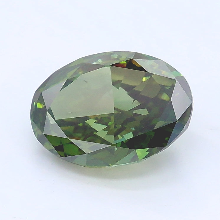 1.60 carat fancy vivid green oval lab grown diamond VS1 clarity