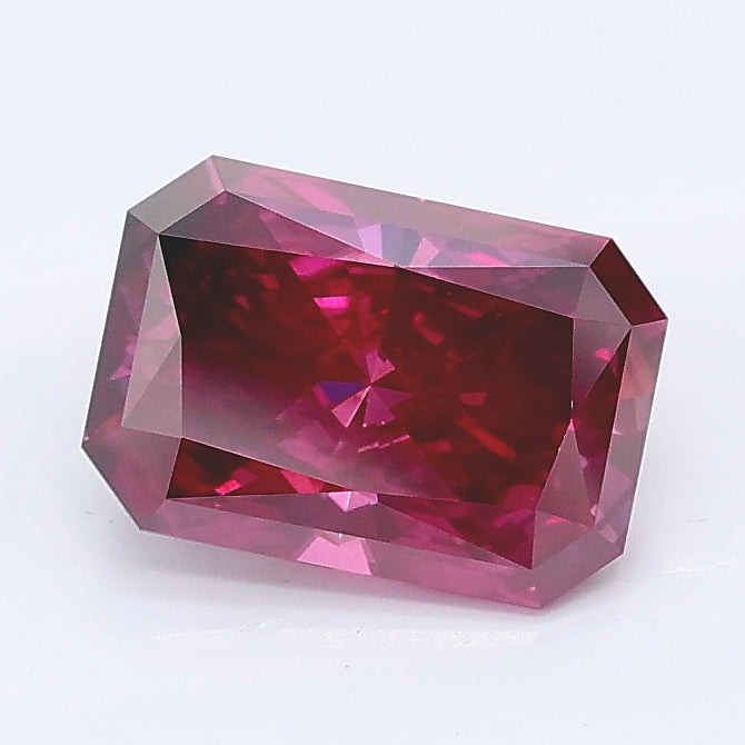 1.41 carat fancy deep pink radiant lab grown diamond VS2 clarity