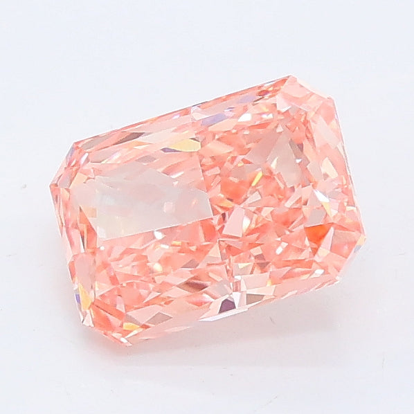 1.19 carat fancy vivid pink radiant lab grown diamond VS1 clarity