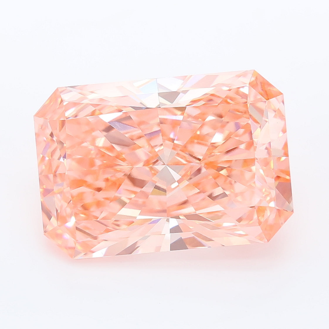 7.14 carat fancy vivid pink radiant lab grown diamond VVS2 clarity